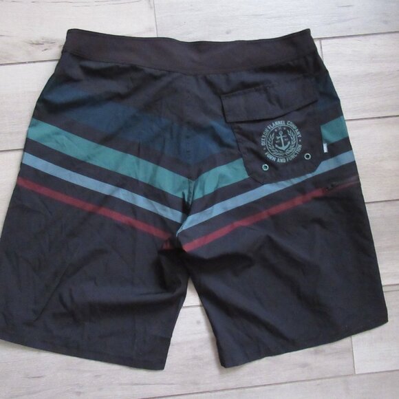 Dixxon Board Shorts 36 Green Black Stripe Swim Trunks - Picture 2 of 7